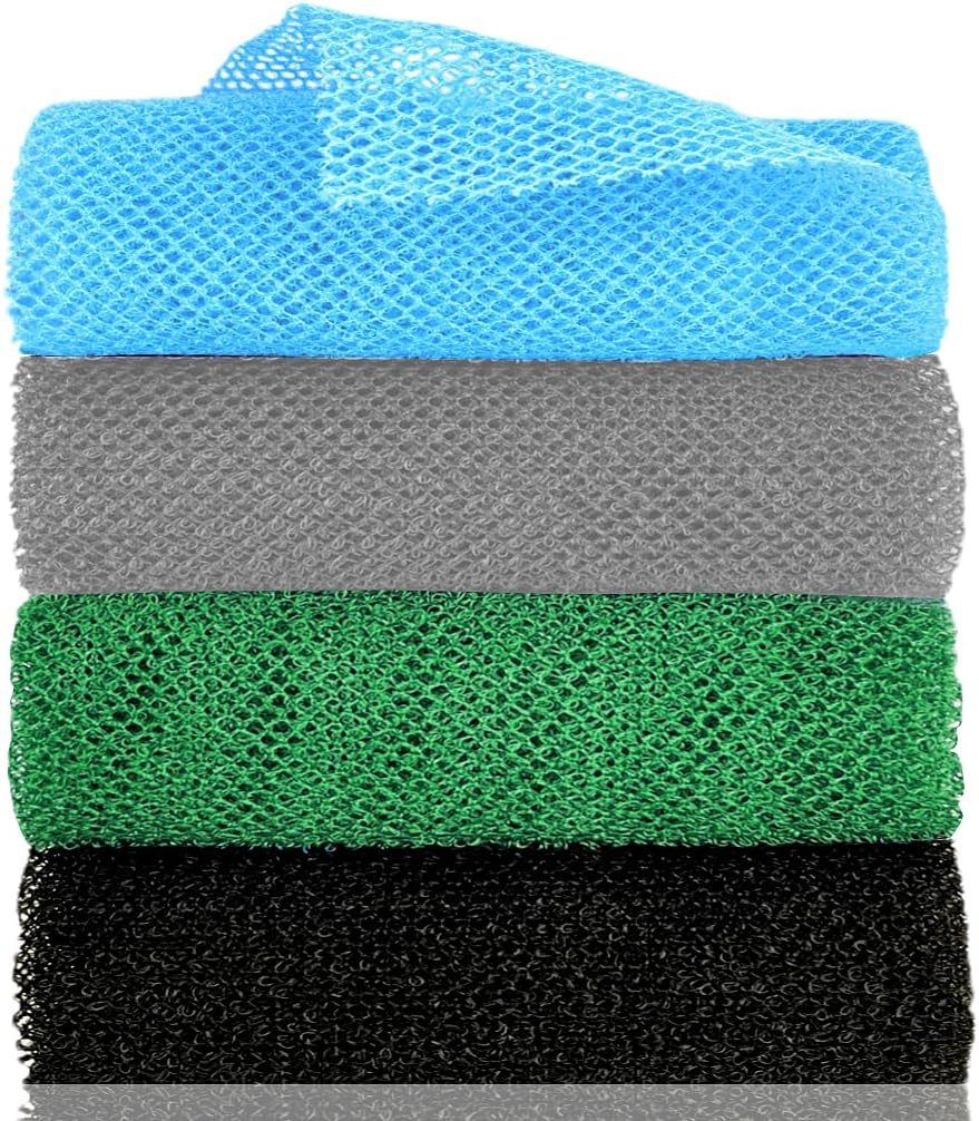 African Exfoliating Net Sponge, 4-Piece Nylon Bath Sponge Set image number 5