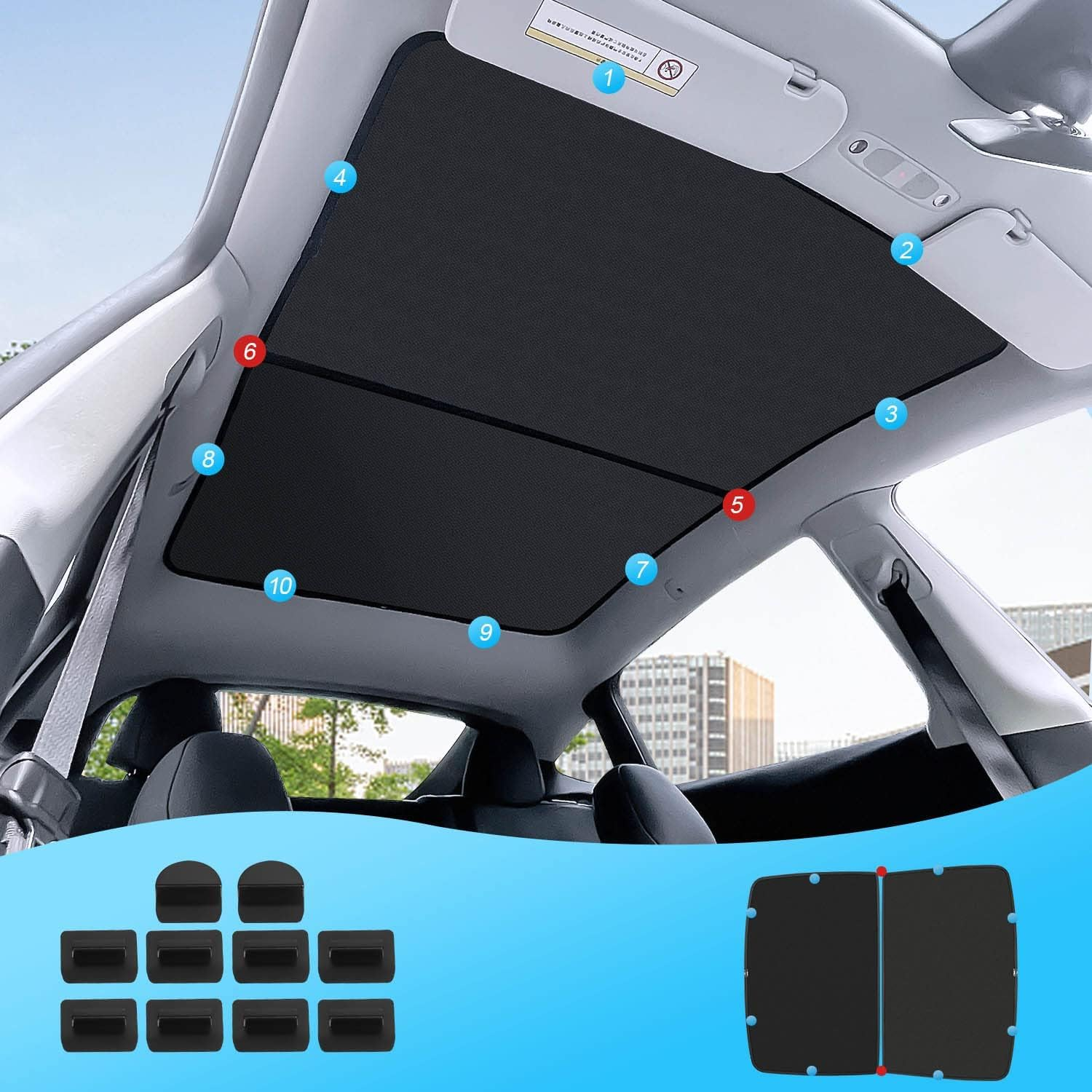 For Tesla Model Y Sunshade Roof Sunroof Shade Upgrade 3.0 Accessories 2025 2024 2023 2022 2021 2020(Ice Black) image number 4