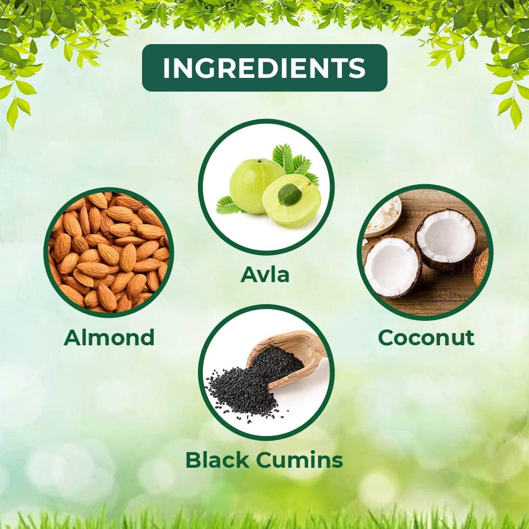 AKALIKO NATURAL Hair Growth Oil for Hair Fall Control & Growth | Repairs Damage & Hair Thinning | 5 Natural Ingredients - Black Cumins, Avla, Coconut, Almonds, Curry Leaves for Men & Women - (120Ml) image number 3