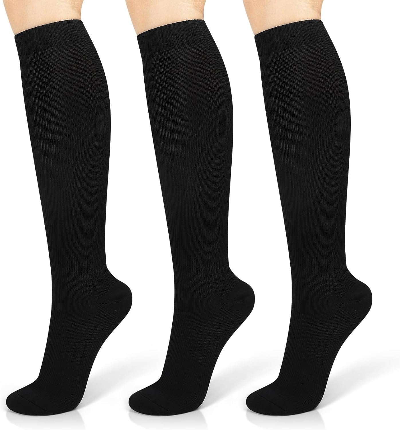 3 Pairs Compression Socks 15-20 Mmhg for Men & Women, Compression Stocking Best Support for Running, Swelling, Nurse, Flight, Nurses,Edema image number 5