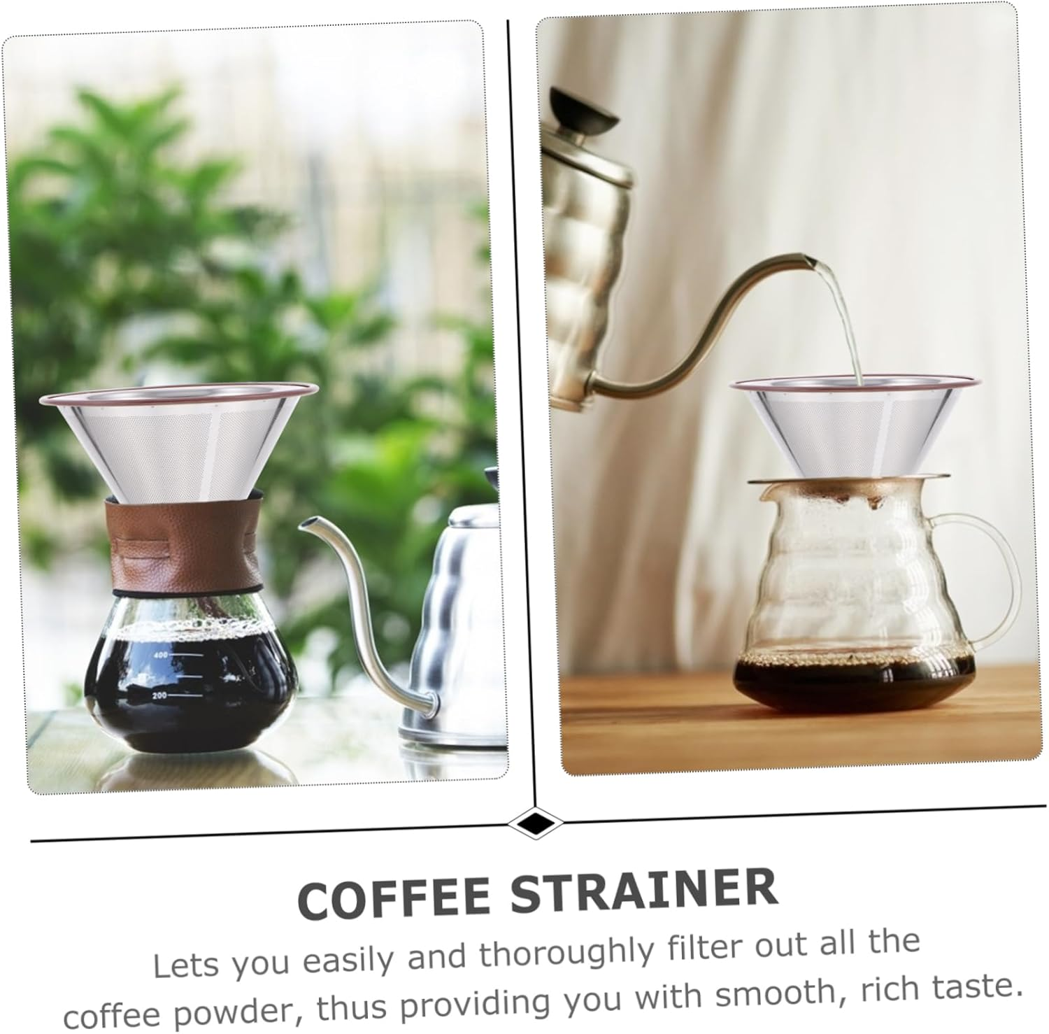 ARTIBETTER 2Pcs Stainless Steel Dripper Handheld Filter Cup for Tea Slag for Coffee Accessories and Espresso Brewing image number 2