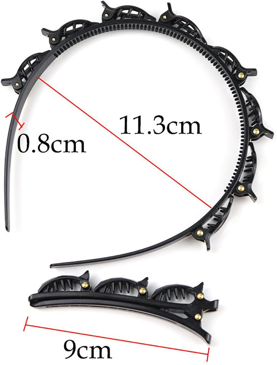 Pack of 4 Headbands with Clips, Braided Hair Clips, Women'S Bangs, Hairstyle Hairpin, Double Layer, Non-Slip, Pony Hairpin for Women, Girls, Styling Accessories image number 4