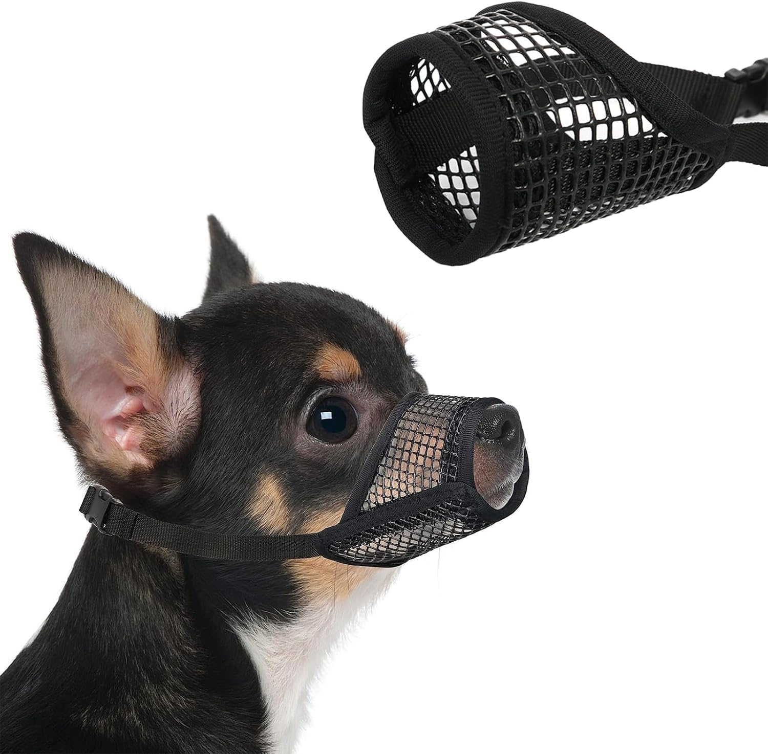Oiieco Muzzle for Dogs, Dog Muzzle, Adjustable Loop, Breathable, Safe, Soft Muzzle Prevents Biting, Prevents Biting, Chewing and Barking, for Small, Medium Dogs, Black, XS image number 1