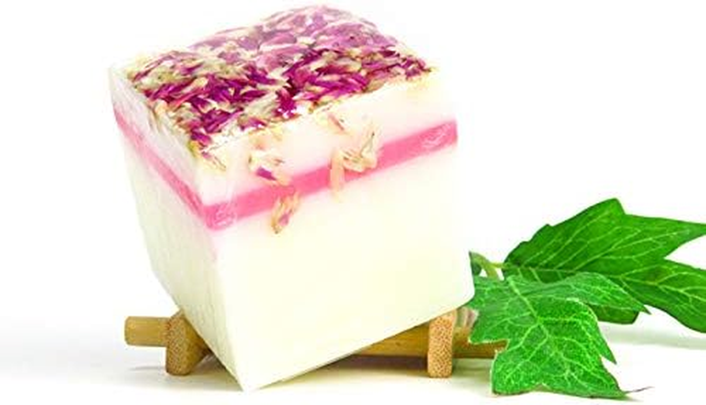 Organic Handmade Soap for Face & Body ~ Set of 4 Pieces.100% Natural Real Botanical Formula, Certified Organic & Handmade with Love. Luxuriously Beautiful Design with Real Flowers Crafted into the Soap