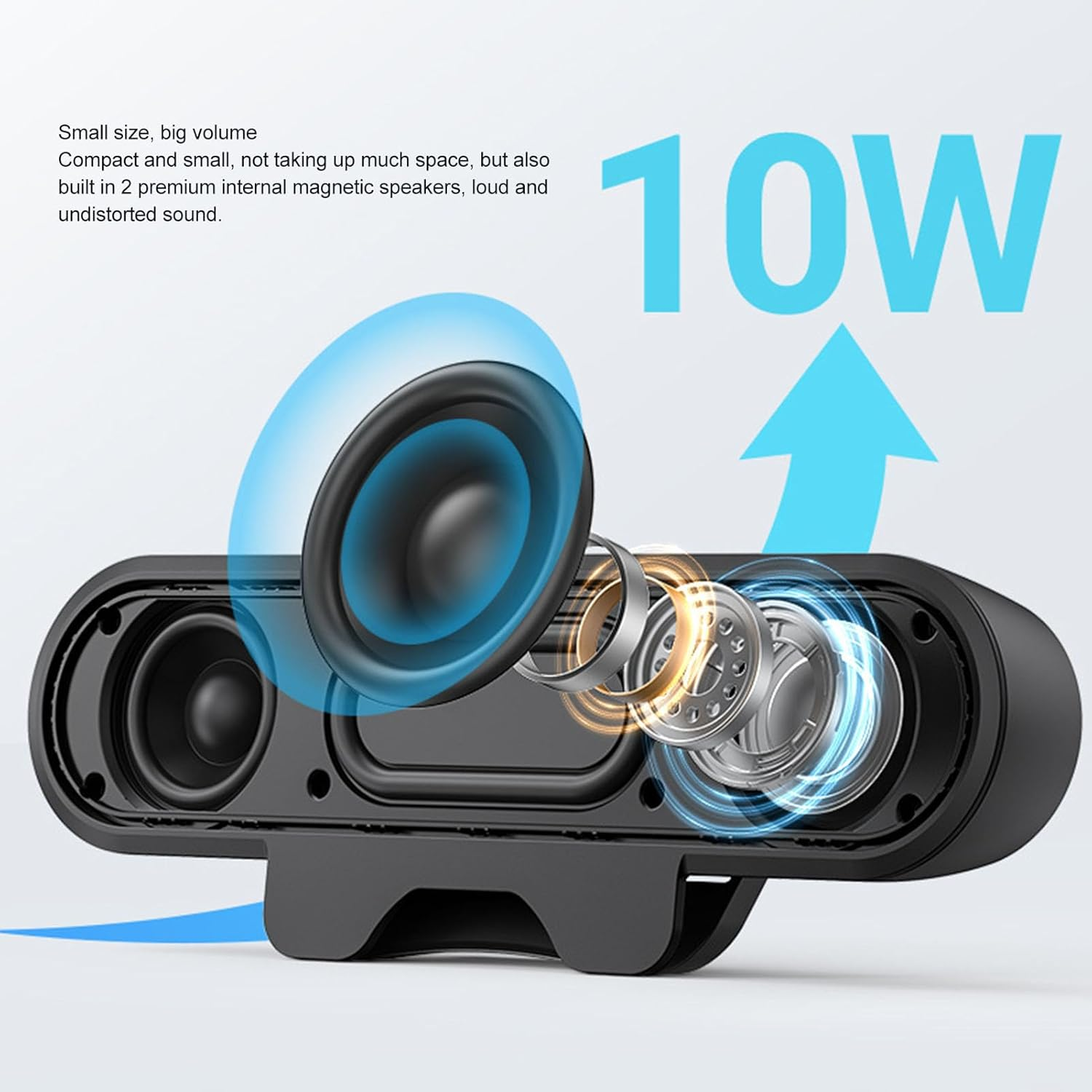 USB Computer Laptop Speaker, Monitor Speakers for Laptop, Portable Mini Sound Bar with Clip On, Stereo USB Powered Speaker, Easily Clamps to Monitor, Convenient Controls image number 5