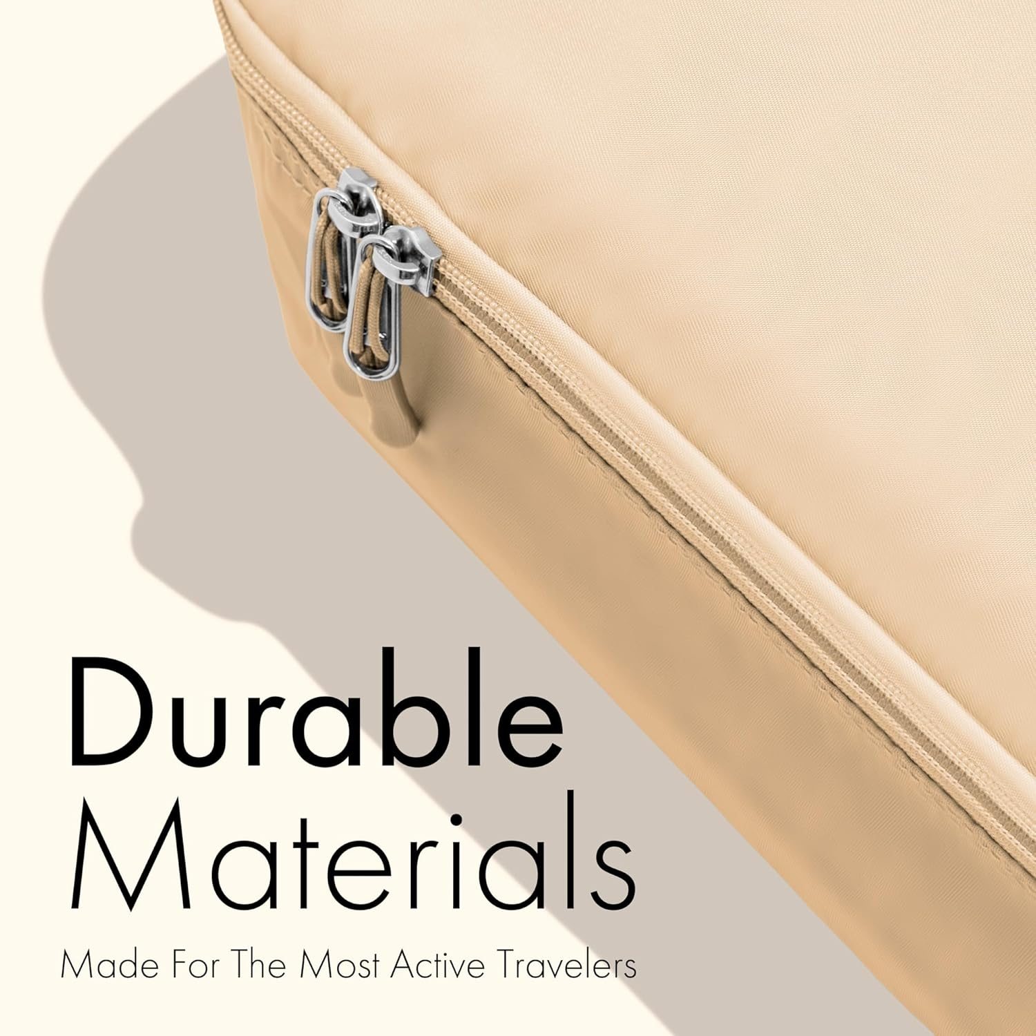 (Not Made in China) Packing Cubes for Travel, Luggage and Suitcase Organizer Bags, Carry on and Backpack Space Savers, Lightweight Waterproof Nylon, 8Pc Set Beige - Cream image number 4