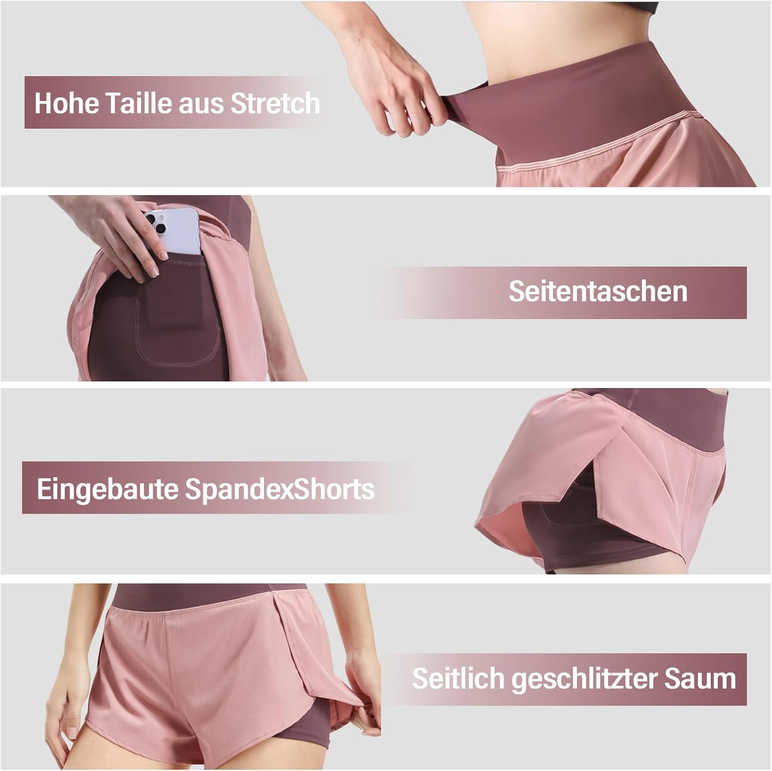 2-In-1 Sports Shorts for Women, Running Shorts Women Short with Pocket, Elastic Short Sports Pants for Women for Fitness, Jogging, Yoga image number 5