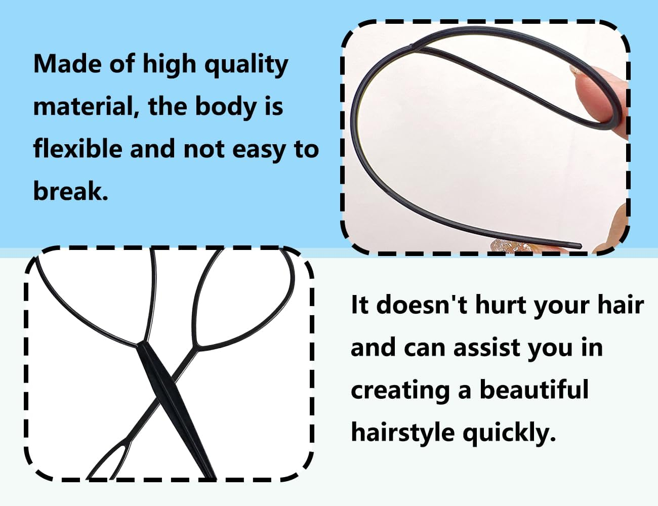 Lhbwhiz Pack of 2 Hair Tail Twister, Hairstyle Aid for Quick Spiral Braiding, Hair Tail Twister, 1 Large 1 Small (Black) image number 5