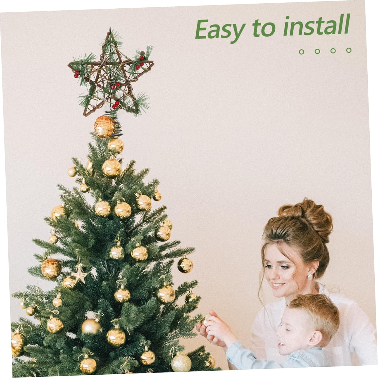 LED Wooden Christmas Tree Star Topper Five-Pointed Hollow Iron Ornament for Xmas Tree Adds Romantic Atmosphere - Assorted Color image number 6