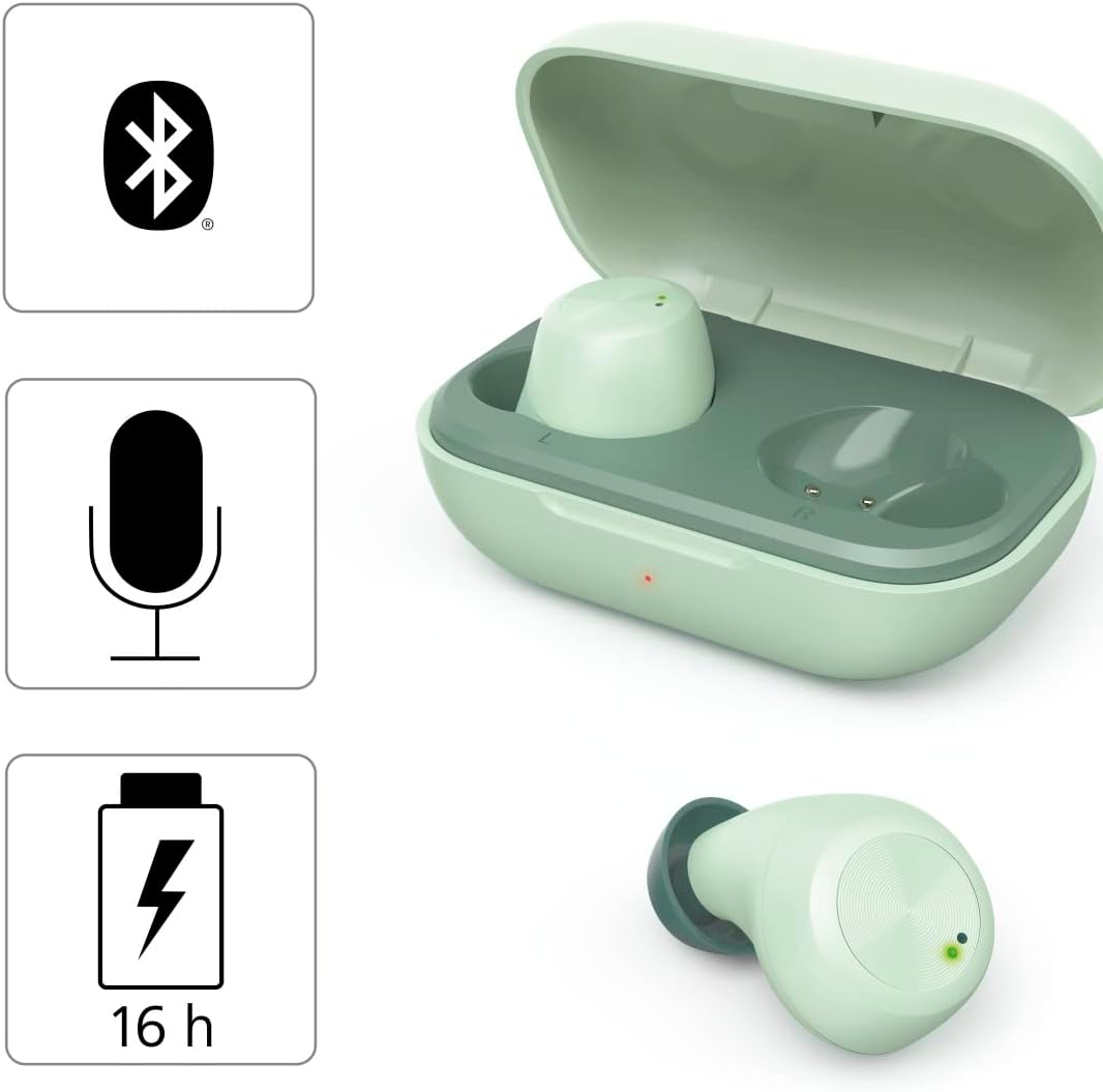 Hama Spirit Chop IPX4 Bluetooth Headphones (True Wireless In-Ear Headphones Green, Wireless Headphones In-Ear Wireless with USB C Charging Box) Mint Green Light Green image number 3