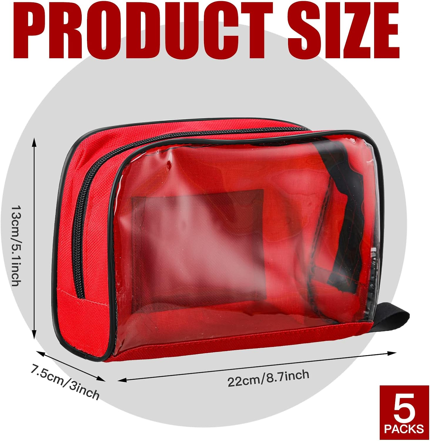 Sosation 5 Colors First Aid Kit Bag Empty Medical Kit Accessory Pouches Zippered Portable Travel Medicine Bag with Transparent Window for Home Outdoor Car Supplies, 8.7 X 3 X 5.1 Inch (5 Pcs) image number 4