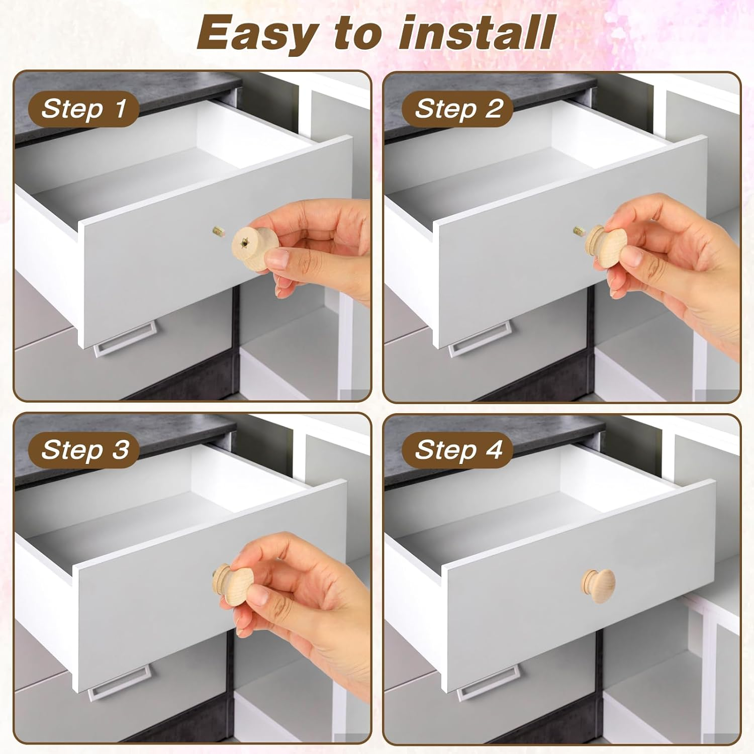 Mozeat Lens 20 Pcs 1.1 Inch round Wood Cabinet Knobs Unfinished Drawer Knobs Wooden Pulls Mini Wooden Drawer Handle Knobs Furniture Drawer Knobs Pulls Handles for Dresser image number 6