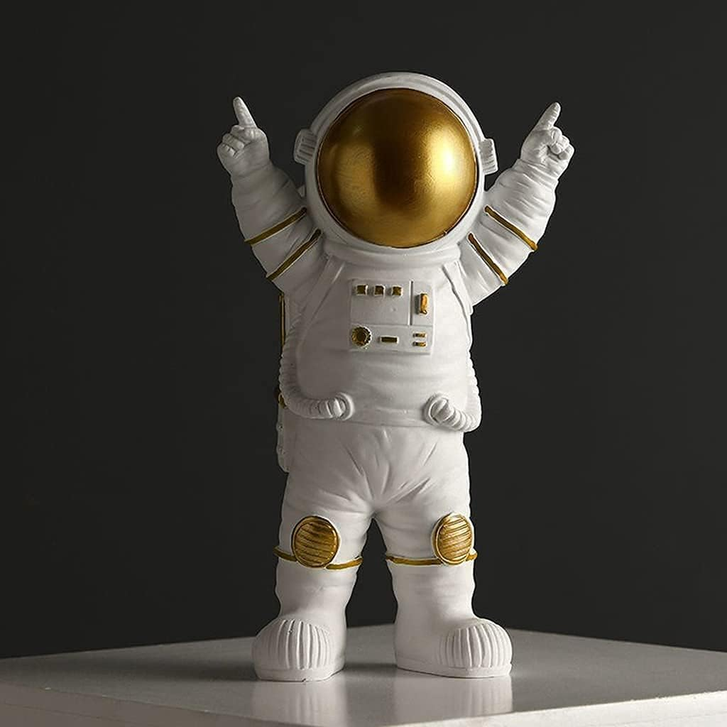 Spaceman Statue Astronaut Figurine Resin Spaceman Model Ornament Astronaut Sculpture for Home Office Desktop Tabletop Decoration - Gold Victory image number 6