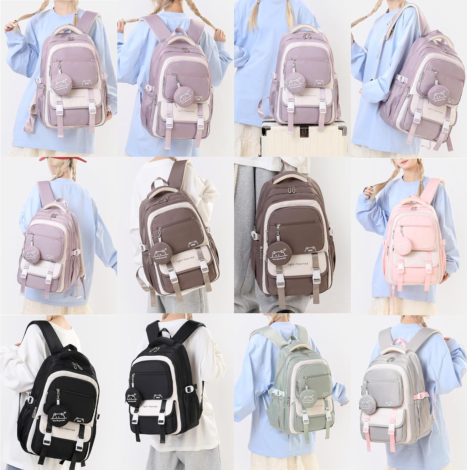 Sellerfun High-Capacity Stylish School Backpack for Middle School Girls Casual Daypack for School Trip Outdoor image number 2
