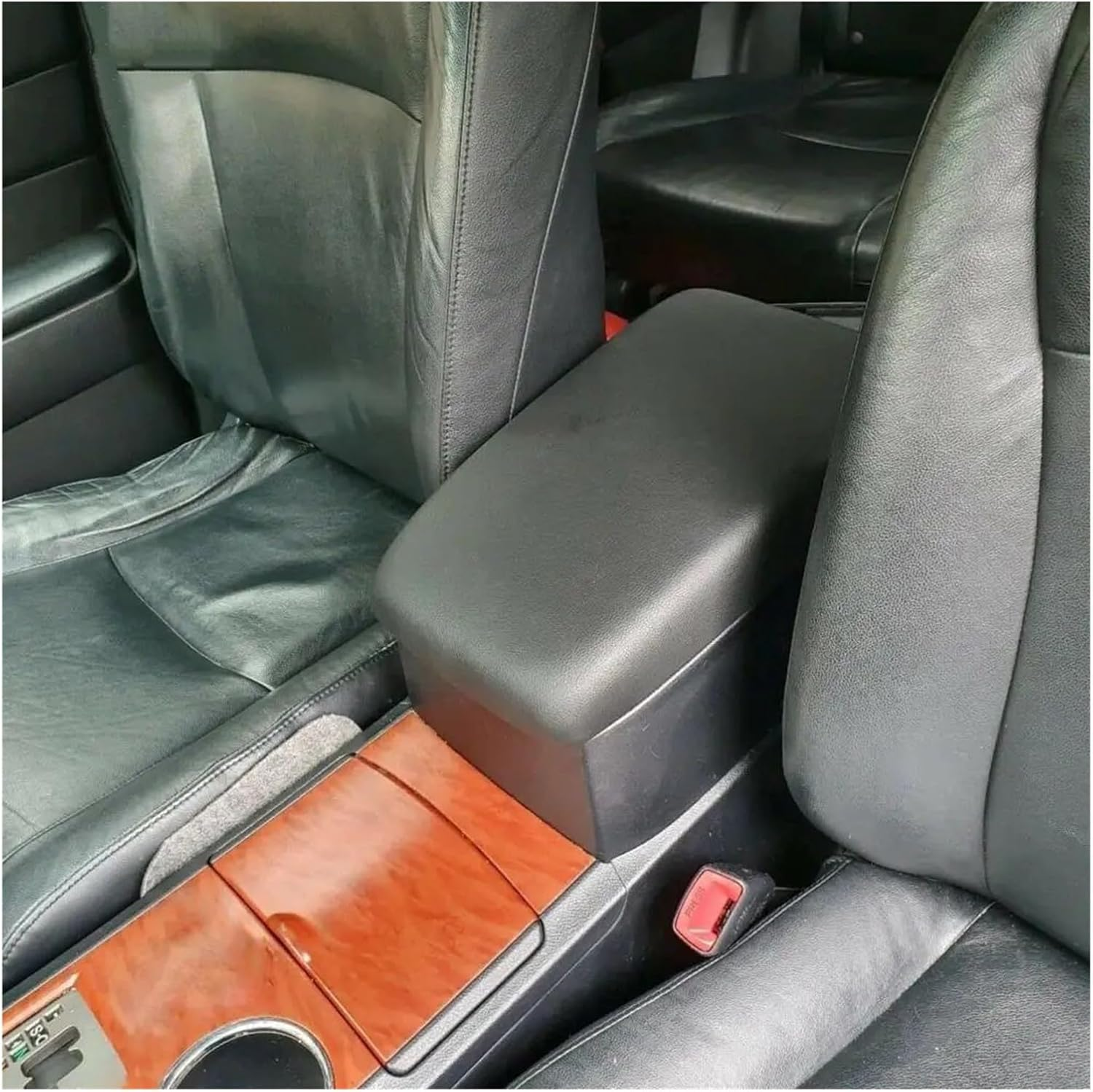 Motenna Pu Leather Black Centre Console Fit for Toyota, Highlander Kluger 2007-2013 Armrest Lid Latch Cover Replacement Part Armrest Latch Lid Center Console Cover Cap image number 3