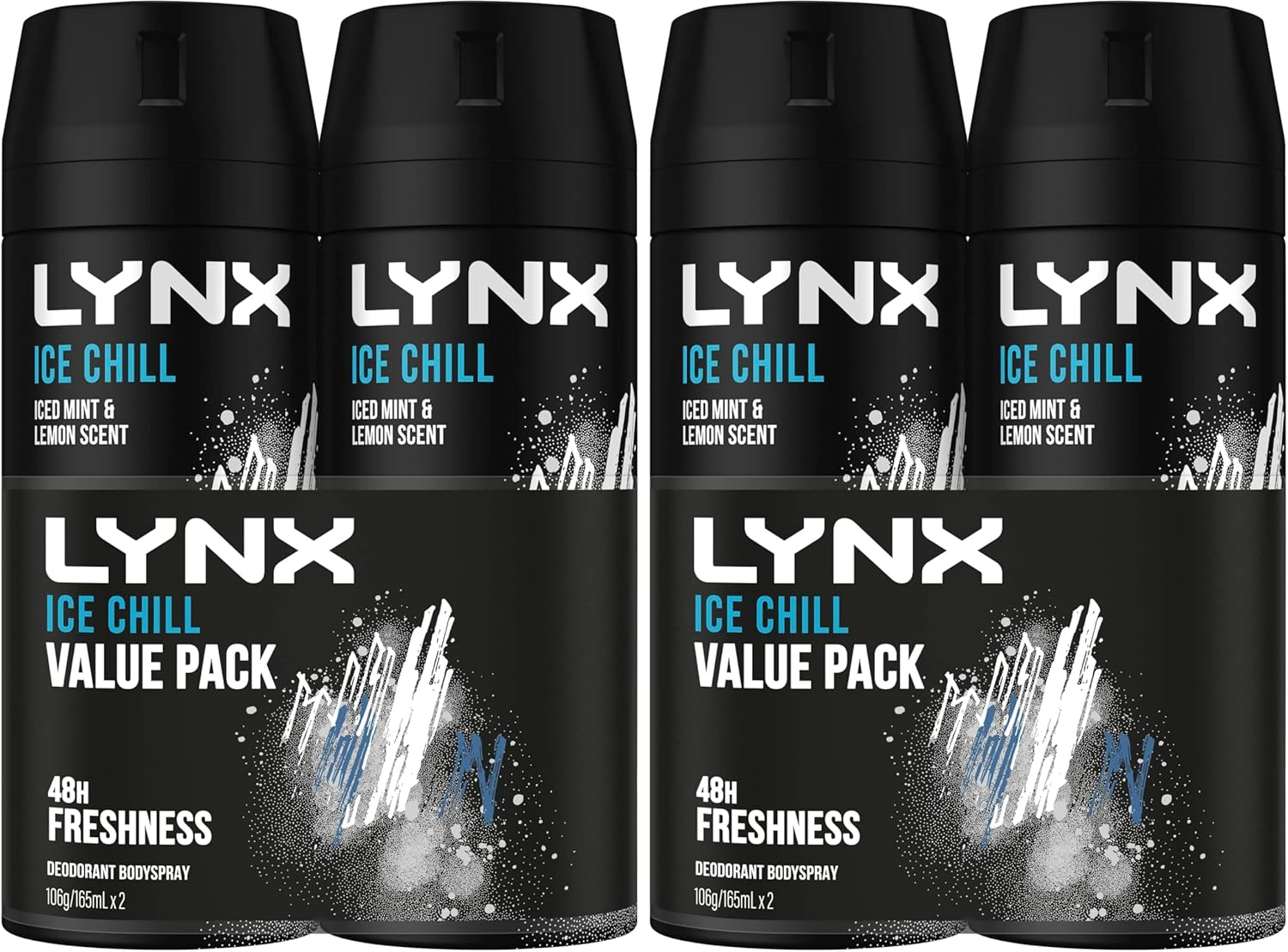 LYNX Ice Chill Aerosol Deodorant Aerosol Body Spray for Men 165 ML X 2 Pack, 48 Hour Fressness image number 3