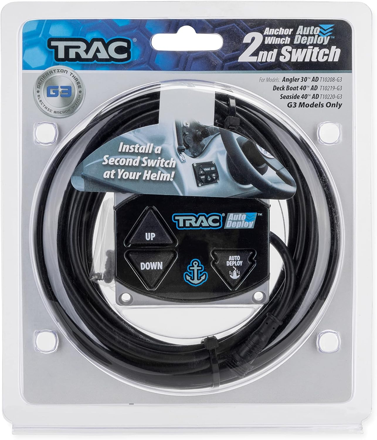 Camco Trac Outdoors Anchor Winch G3 Autodeploy Second Switch - Features Up/Down/Auto Operation - for Use with TRAC Autodeploy Electric Anchor Winches - G3 Angler & Deckboat Models (69045) image number 1