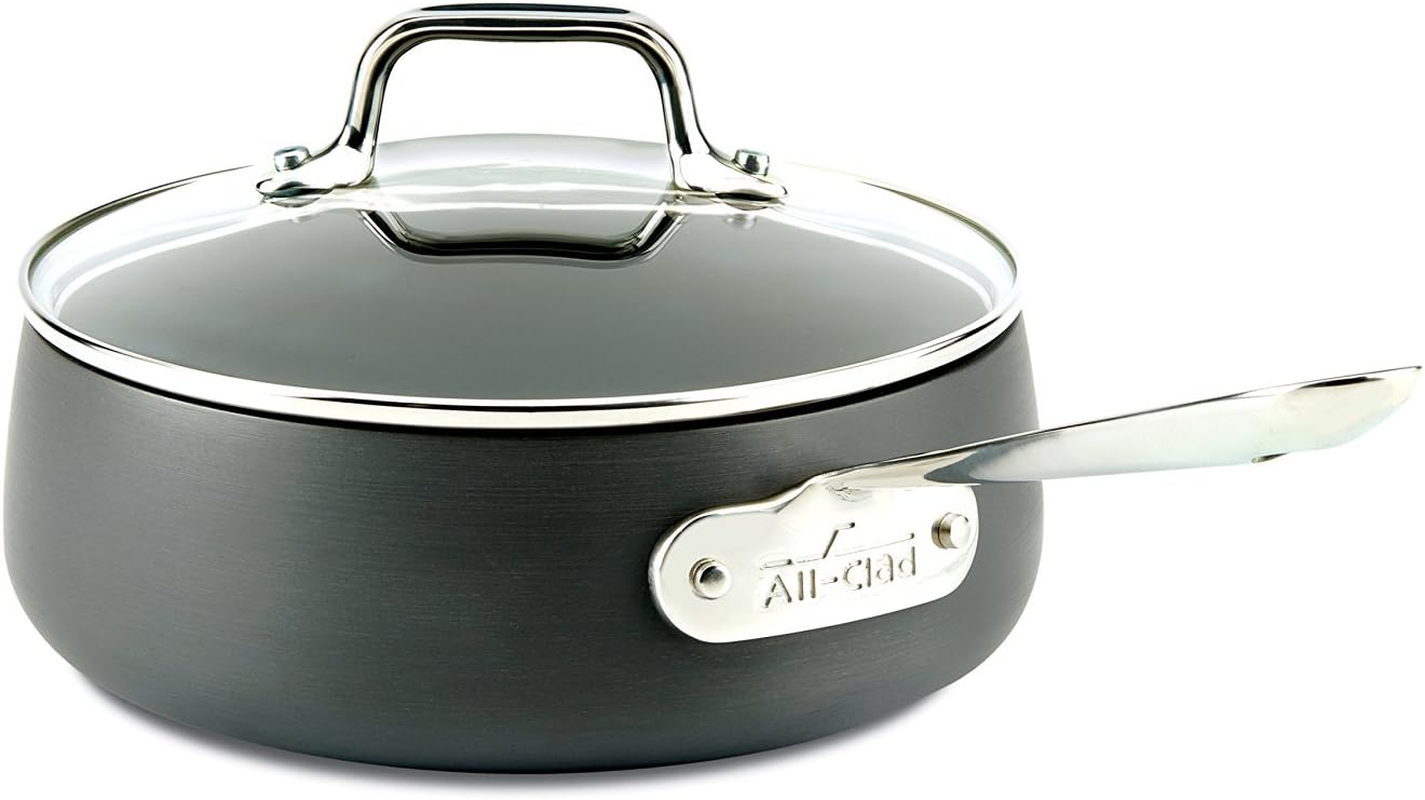 All-Clad E7852664 HA1 Hard Anodized Nonstick Dishwasher Safe PFOA Free Sauce Pan Cookware, 2.5-Quart, Black