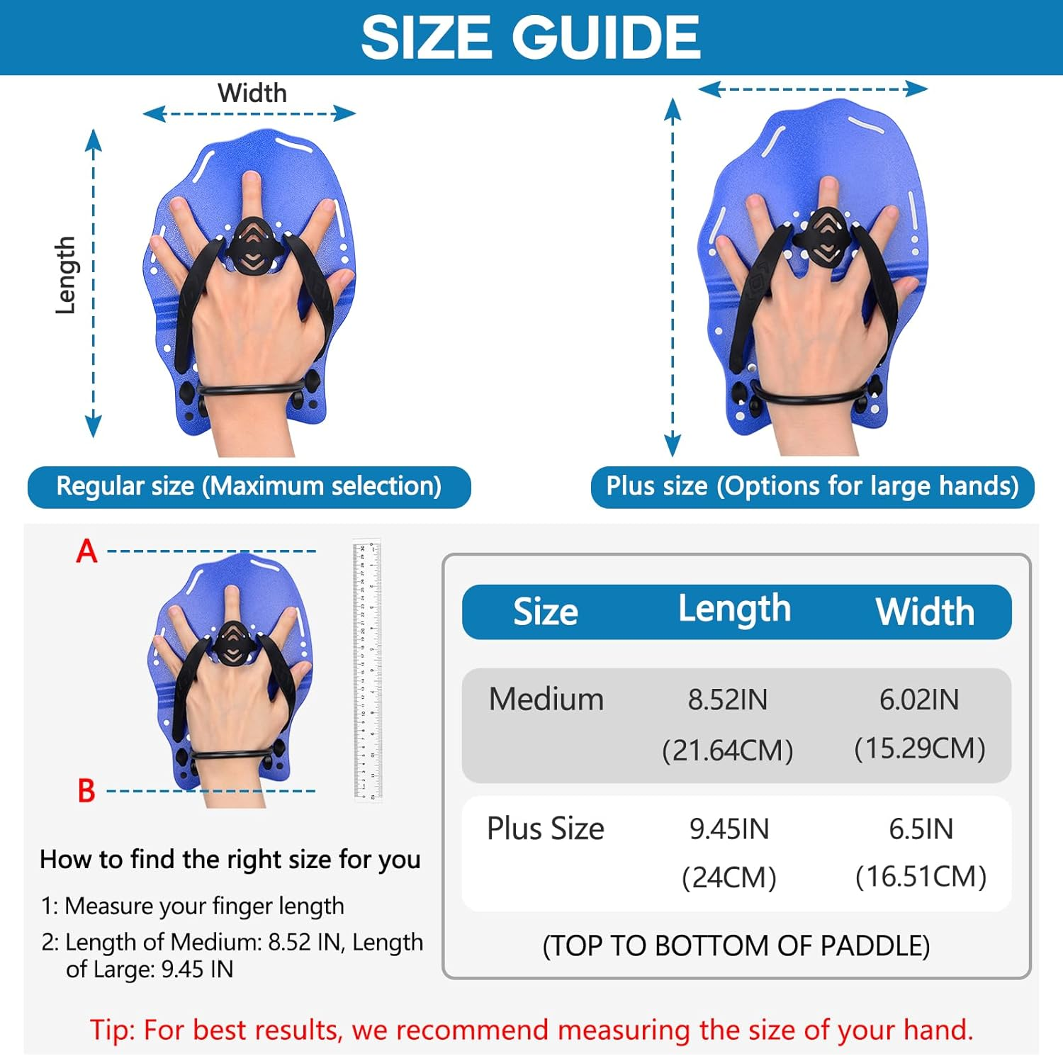 Hikeen Swim Paddle Hand, Swim Training Hand Paddles with Adjustable Straps, Swimming Hand Paddles for Children Adult image number 6