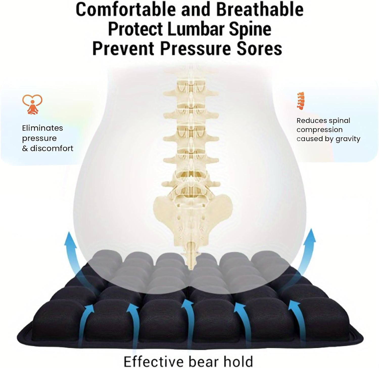 Travel Cushion，2025 New 3D Self-Inflatable Air Cell Seat Cushion for Pressure Relie ，Portable Airplane Seat Cushionfor Long Flights，Comfortable Air Seat Cushionfor for Office Chair，Wheelchair，Car image number 3