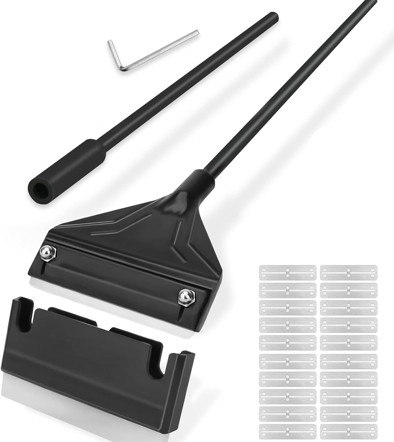 Fish Tank Scraper, 25PCS Algae Remover Fish Tank Glass Cleaner with 20 Replaceable Blades, Aquarium Glass Scraper Fish Tank Scraper Cleaner Long Handheld for Fish Reef Plant Glass Aquarium Cleaning image number 5