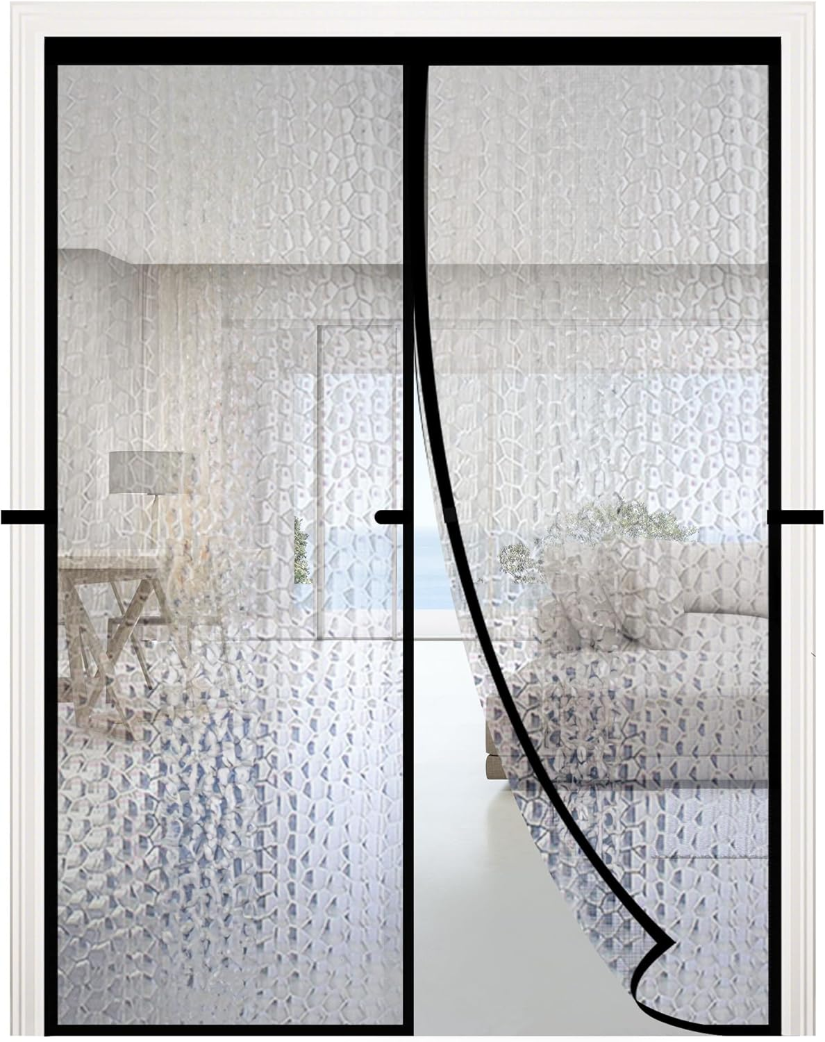 RELIANCER Magnetic Thermal Insulated Door Curtain,Waterproof EVA Door Cover,Fit Doors Size up to 39"X82",Temperature Protection Insulated Doorway Curtain Partition,Patio Self-Closing Doors Net Screen image number 2