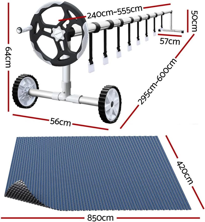 Aquabuddy Pool Cover 600 Micron Solar Heat Blanket 8.5X4.2M W/ 5.5M Roller Black image number 3