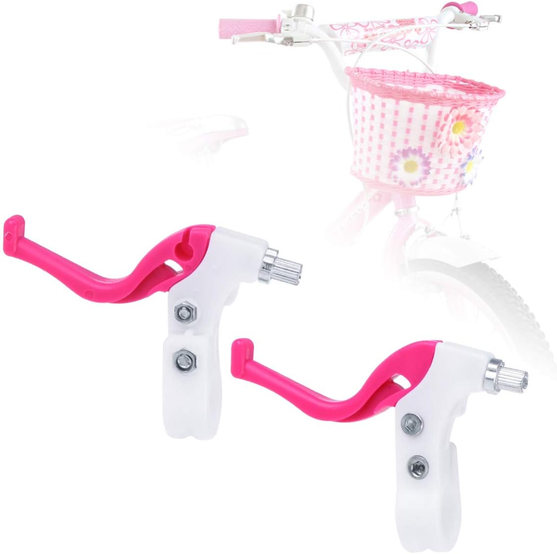 Homoyoyo 1 Pair of Bike Brake Lever Handle Universal Kids Bike Cycling Brake Level Handles Handlebar Bicycle Accessories for Mountain Bike Road Bicycle(Rosy)