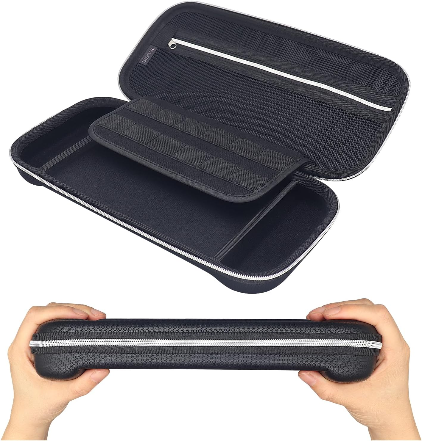 Sisma Slim Carrying Case Compatible with Nintendo Switch 2 Console 2025, Hard Shell Travel Protective Case Switch2 Thin Pouch Accessories Storage Pocket & Game Card Holders -Black - Black image number 2