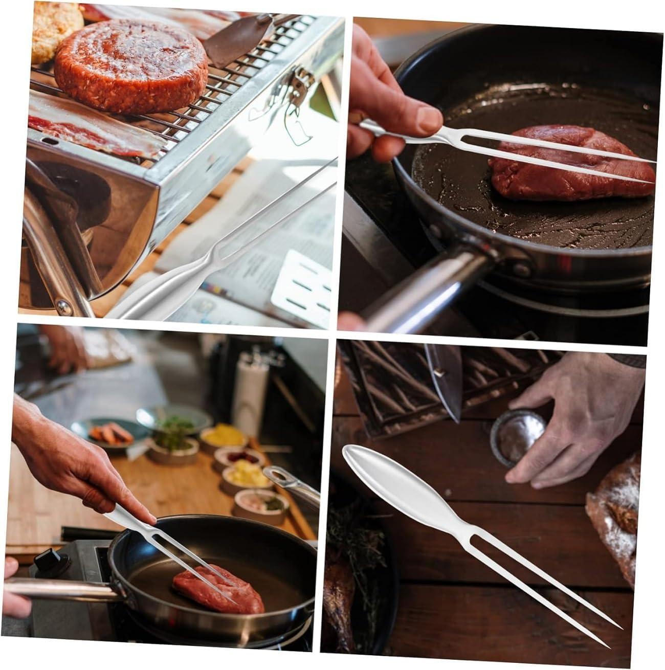 WADY 10.6 Inch/27Cm Stainless Steel BBQ Carving Fork, Meat Fork for Kitchen & Outdoor Grilling (Silver) image number 6