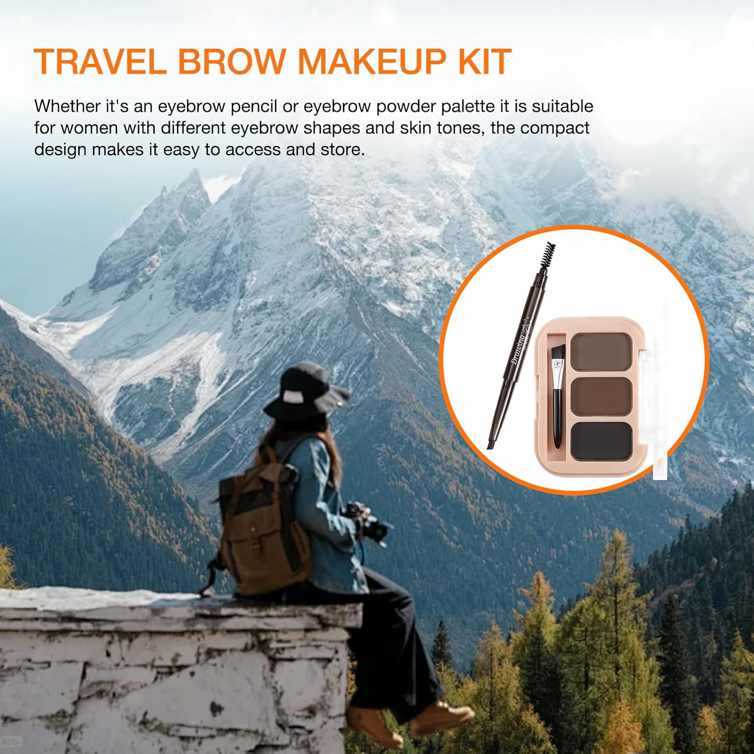 Boobeen 3 Colour Brow Powder and Dual-Ended Eyebrow Pencil Set with Angled Brush，Microblading Eyebrow Pen with Spiral Brush，Creates 3D Brows All Day Long - Eyebrow Powder 03+Brow Pen Dark Curry image number 2