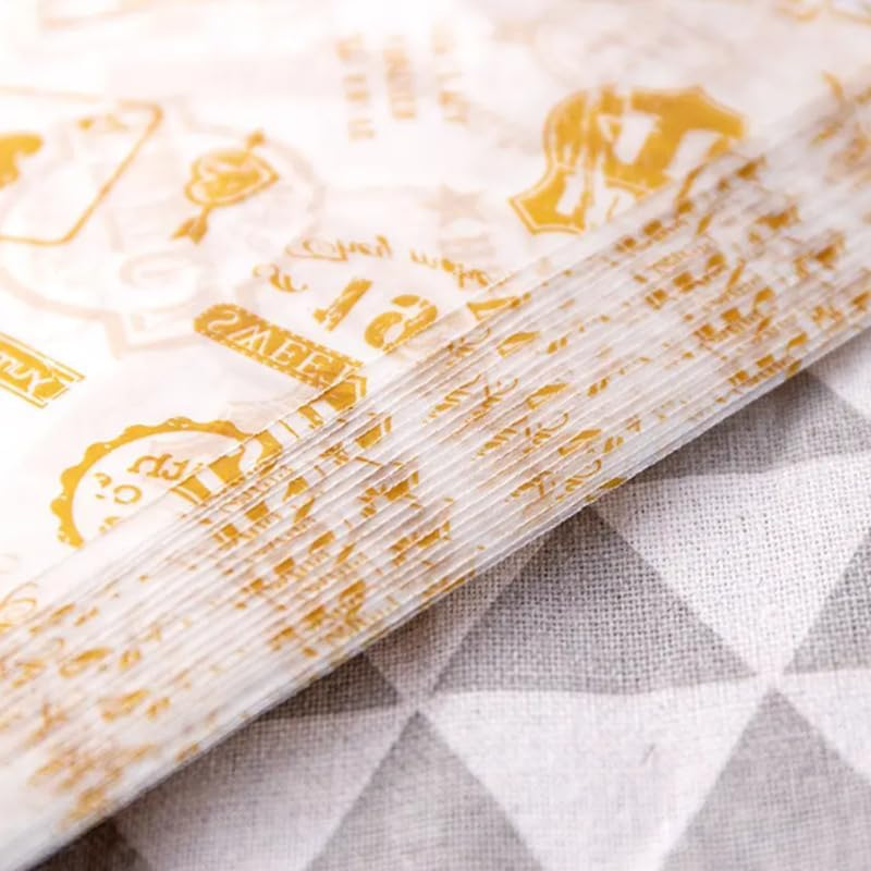 100 Sheets Food Grade Wrap Paper, Betterjonny Baking Wrapping Paper Deli Wax Sheets Wrap Paper Food Basket Liners Sandwich Paper Greaseproof for Kitchen Home Holiday Party Decor (21.5 X 25Cm) image number 4