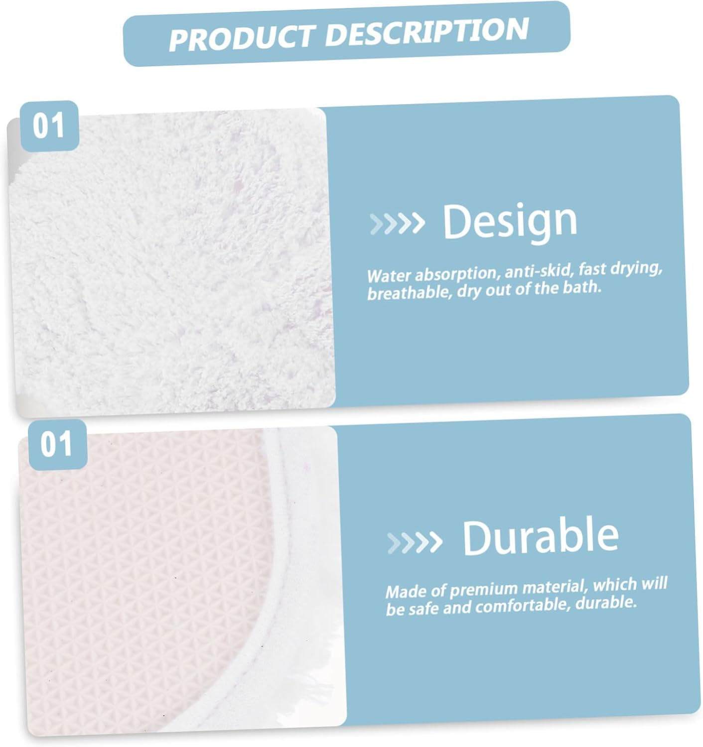 Bathroom Rug Non-Slip Absorbent Thickened White Bath Mat for Home Bathroom Door 40X60Cm Anti-Slip Shower and Bathtub Floor Mat image number 6