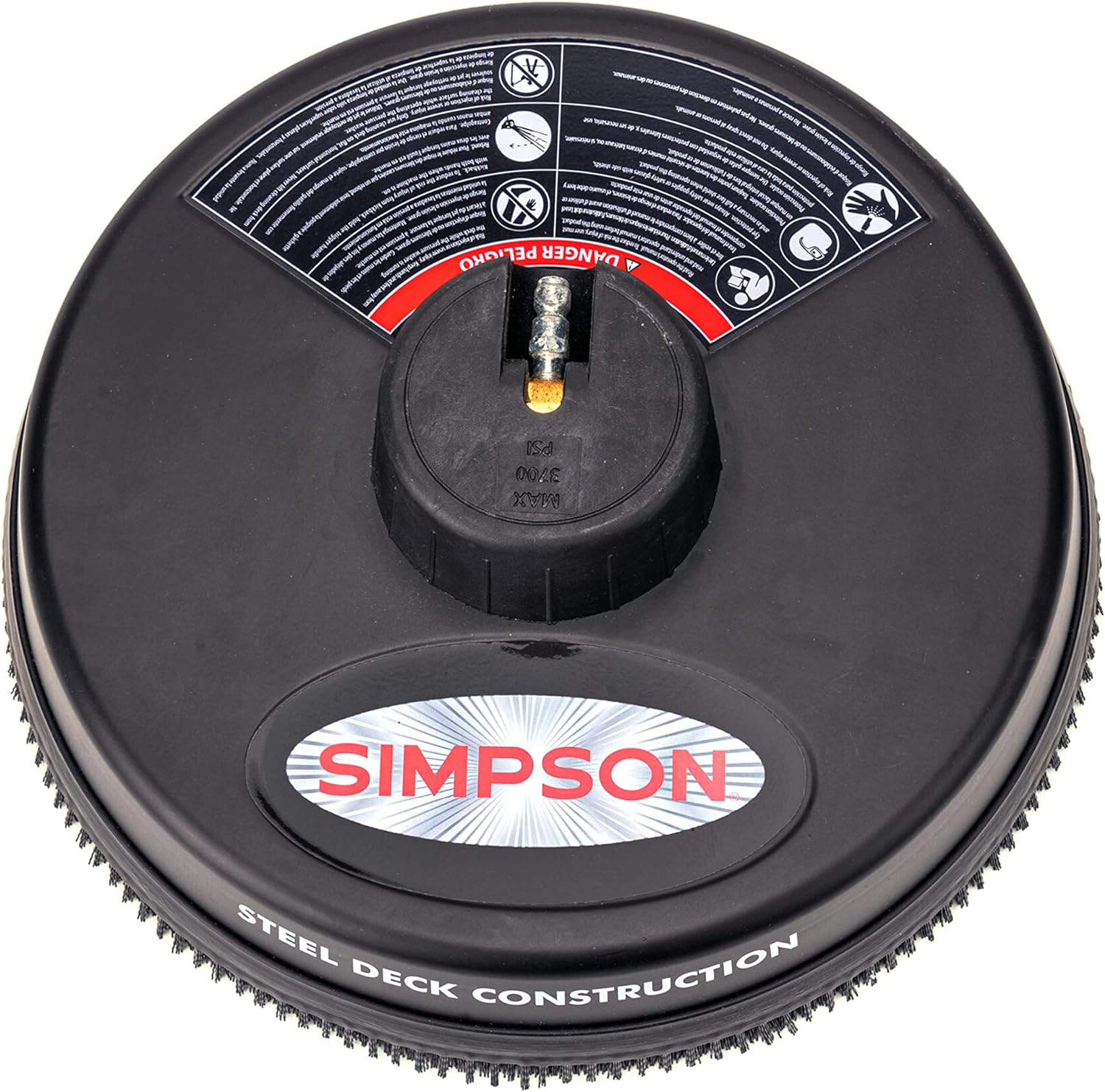Simpson Cleaning 80165 Universal Scrubber, Rated 15" Steel Pressure Washer Surface Cleaner for Cold Water Machines, 1/4" Quick Connection, Recommended Min 3000 Max of 3700 PSI, Black image number 2