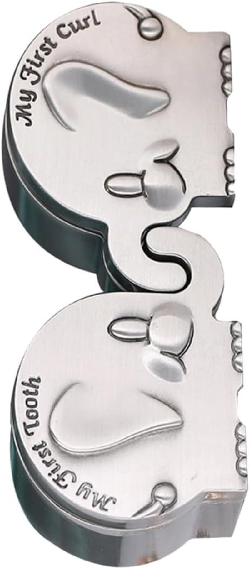 Yardwe Metallic Elephant Shape Keepsake Box for Newborns My First Tooth and Curl Storage Smooth Surface Hair and Teeth Organizer Christening and Birthday image number 3