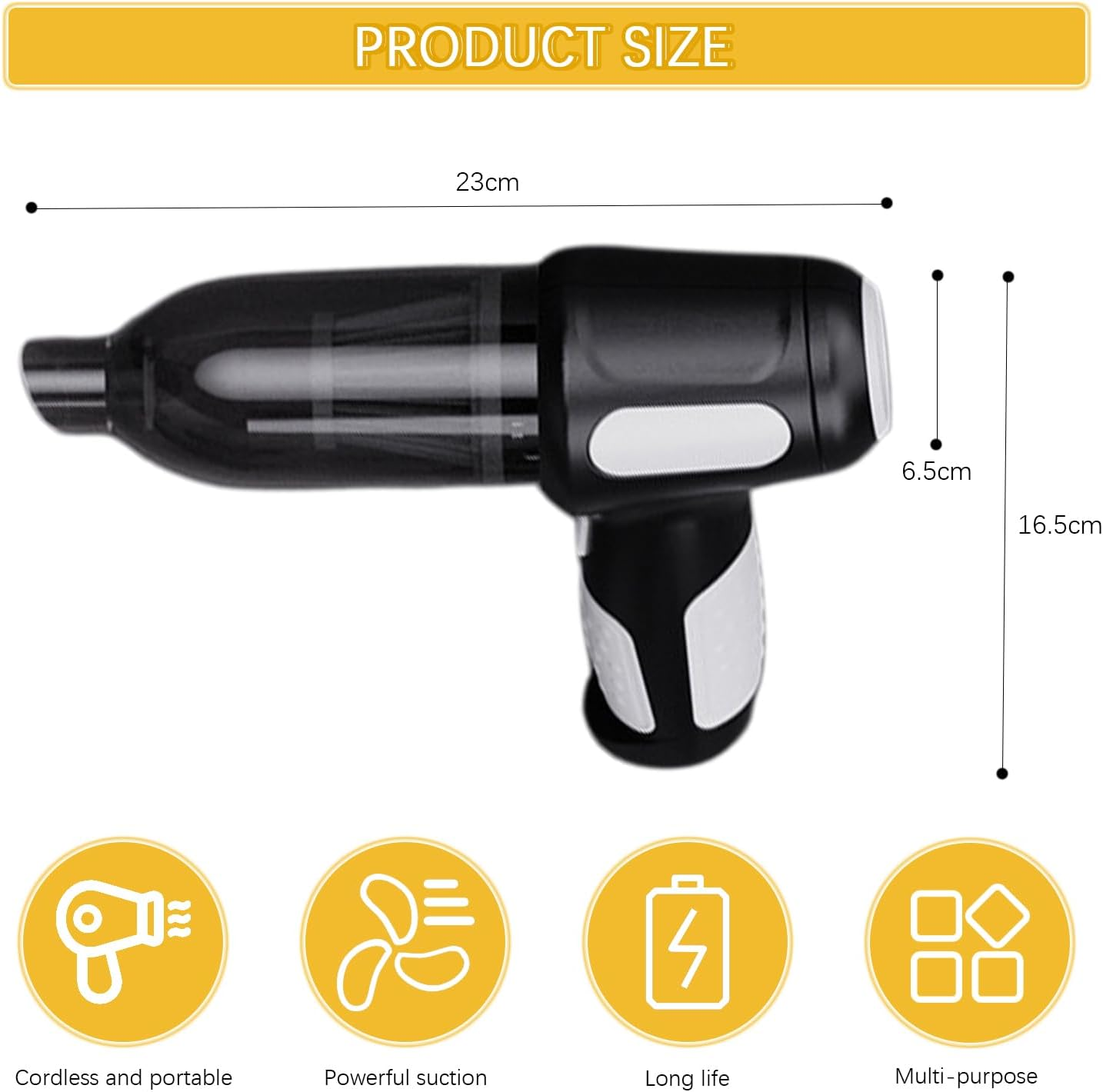 Car Vacuum Cleaner, Handheld Vacuum Cleaner, 22000Pa Strong Power Mini Vacuum Cleaner, Rechargeable and Portable Car Vacuum for Home,Keyboard,Pet (Black) image number 3