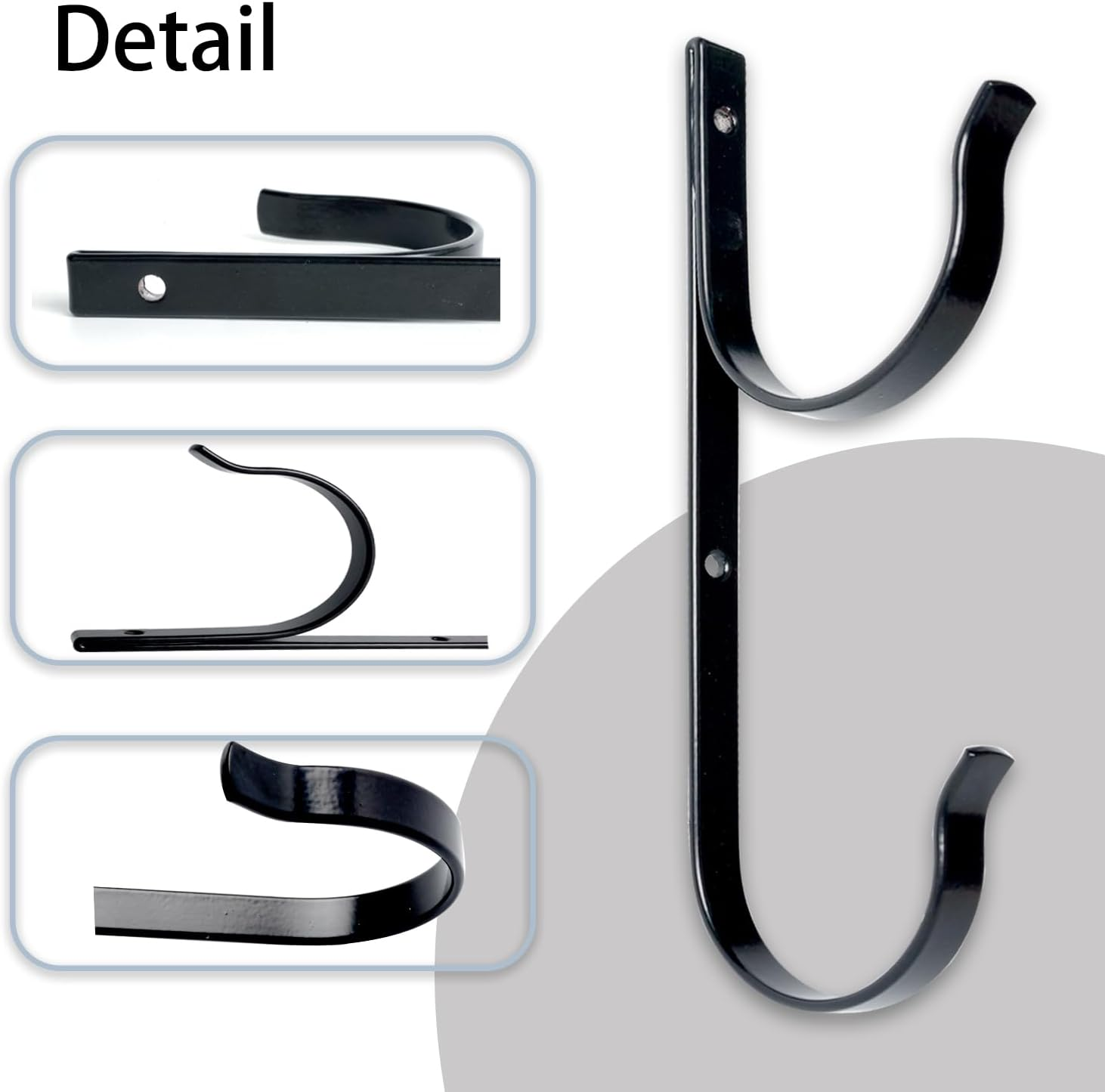 2 Pcs Set Pool Pole Hangers Heavy Duty Black Aluminium Holder with Screws Perfect Hooks for Swimming Pool Telescopic Poles Skimmers Nets Brushes Vacuum Hose Garden Equipment Outdoor Supplies image number 4