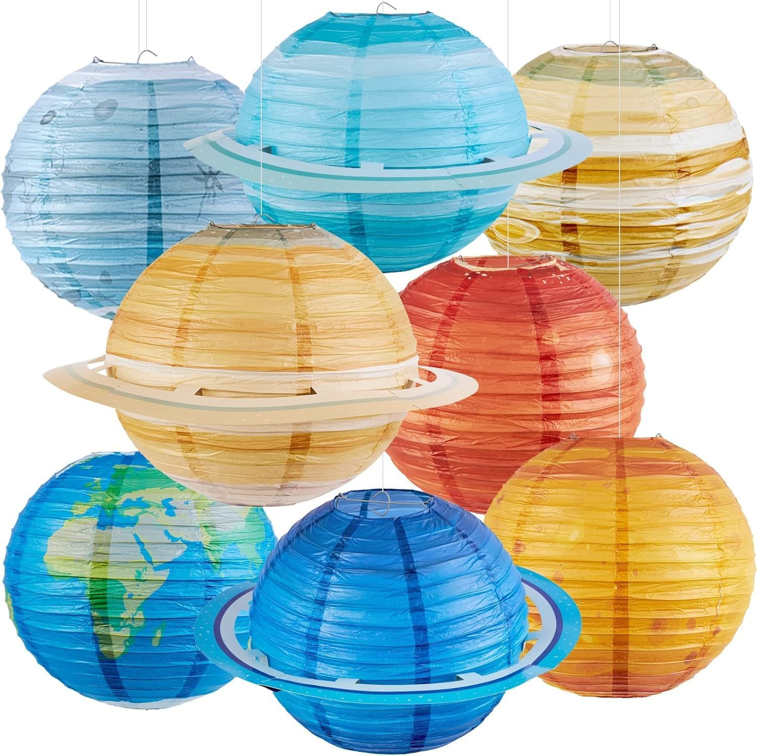 8 PCS Planet Paper Lanterns, 12 Inch Outer Space Party Decorations, Solar System Planets Lantern for Kids Theme Birthday Room Decorations (8) image number 6