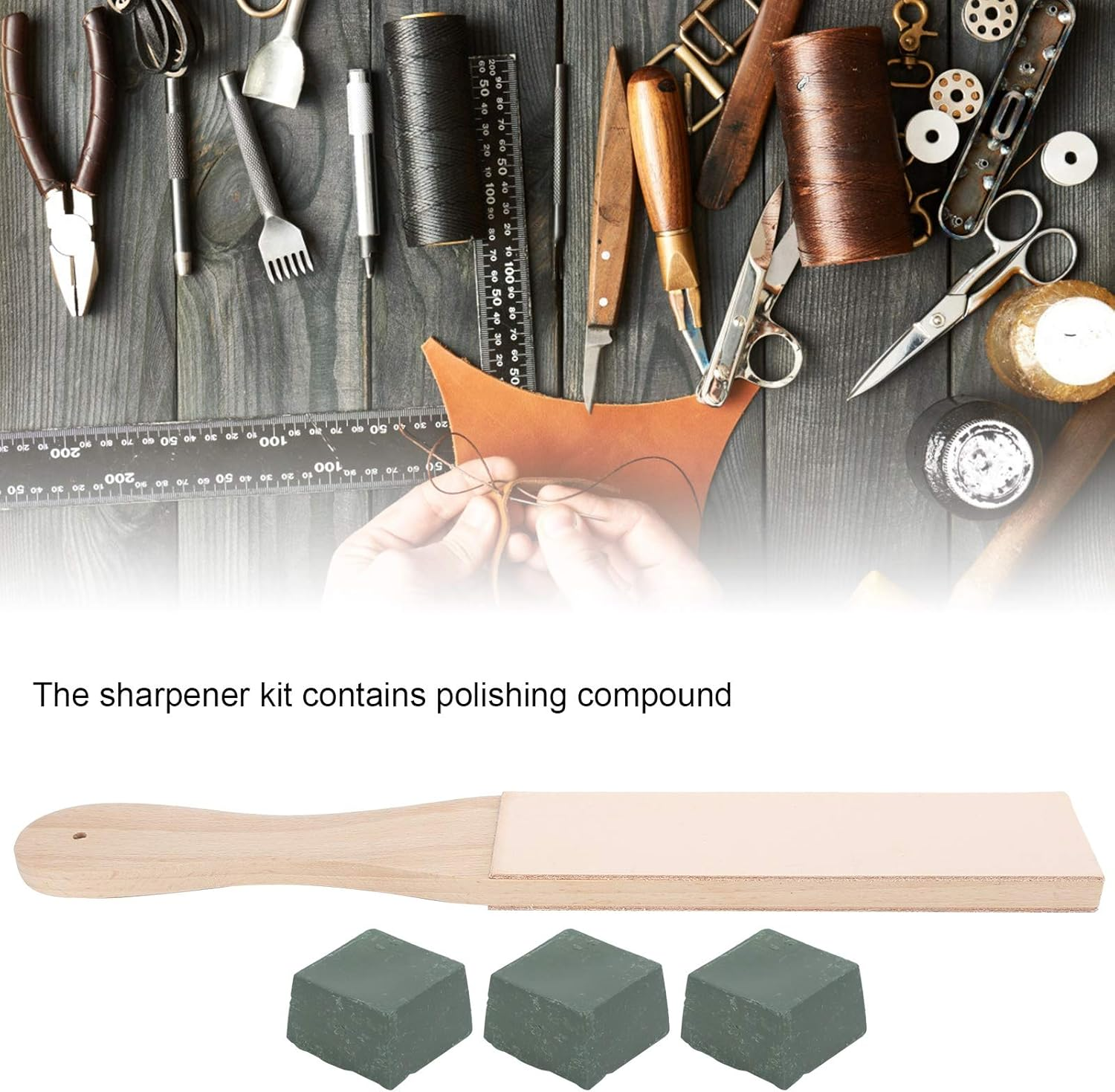 Leather Strop, Leather Paddle Strop, Polishing Tool for Beginners and Professional Engravers Woodworking Sharpening Honing Wood Carving Tools image number 4