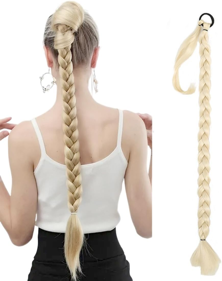 Long Braided Ponytail, 70 Cm Black Jumbo Braiding Hair, Braiding Hair, High Temperature Synthetic Braiding Hair for Women, Hair Extensions, Ponytail, DIY image number 5