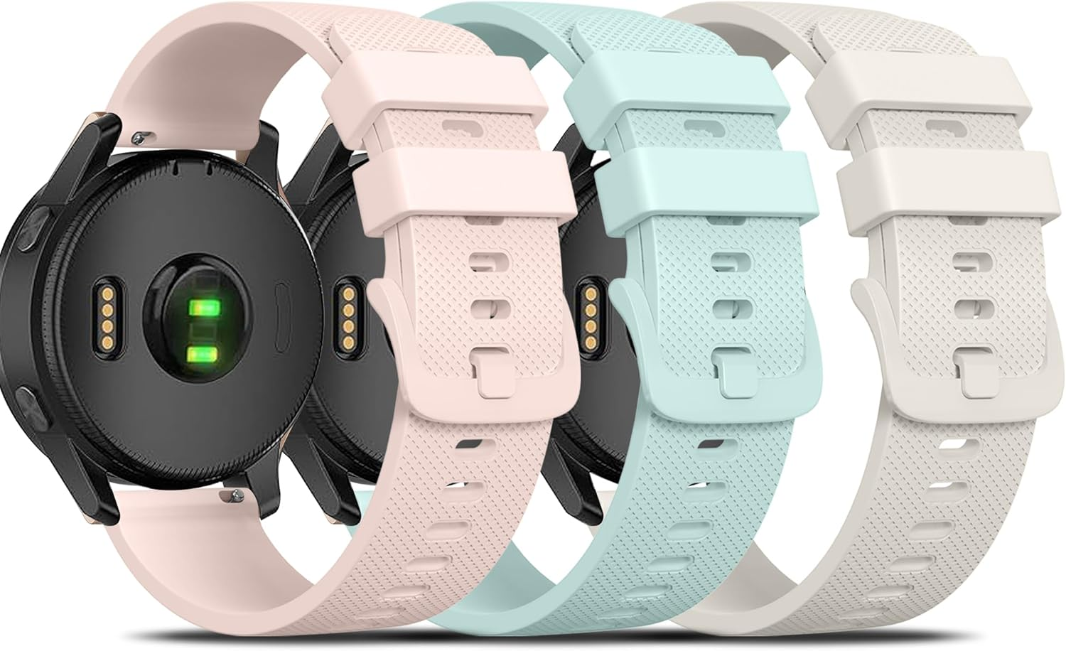 3 Pack Sport Bands for Garmin Forerunner 245 Band, Garmin Vivoactive 5 Band, Garmin Venu SQ Band,20Mm Soft Silicone Replacement Watch Strap for Garmin Forerunner 55/645/245 Music Smartwatch