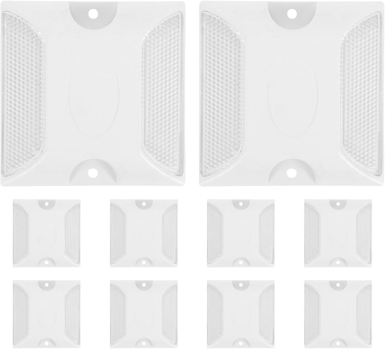 INOOMP 10PCS Reflective Road Stud Markers: 4X4" High-Visibility Pavement Safety Reflectors for Driveway Entrance - Plastic Asphalt Studs for Freeway Garage Crosswalk image number 4