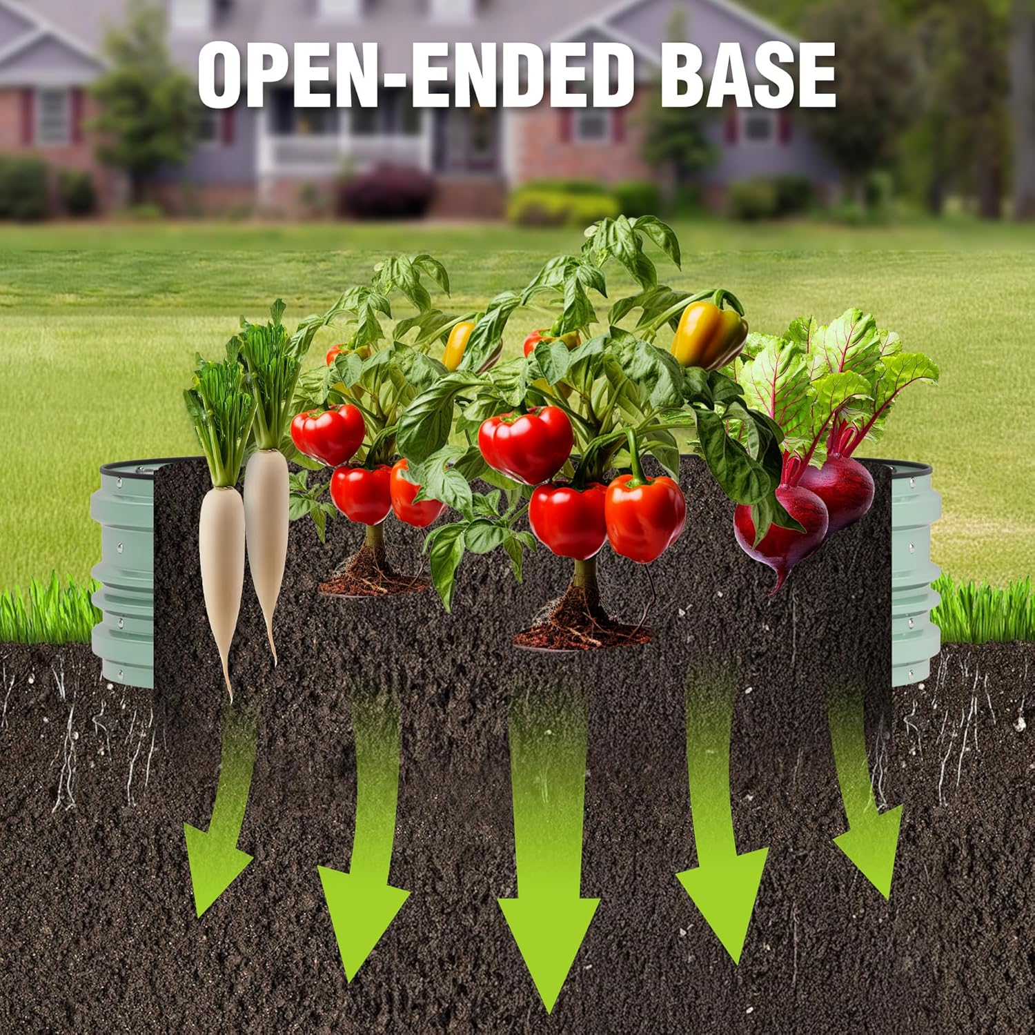 WORKPRO 121&times;61&times;30.5Cm Galvanized Raised Garden Bed Set, Rust & Corrosion Protection, Easy Assembly, Safe Edge, Ideal for Vegetables & Flowers, Green - White image number 3