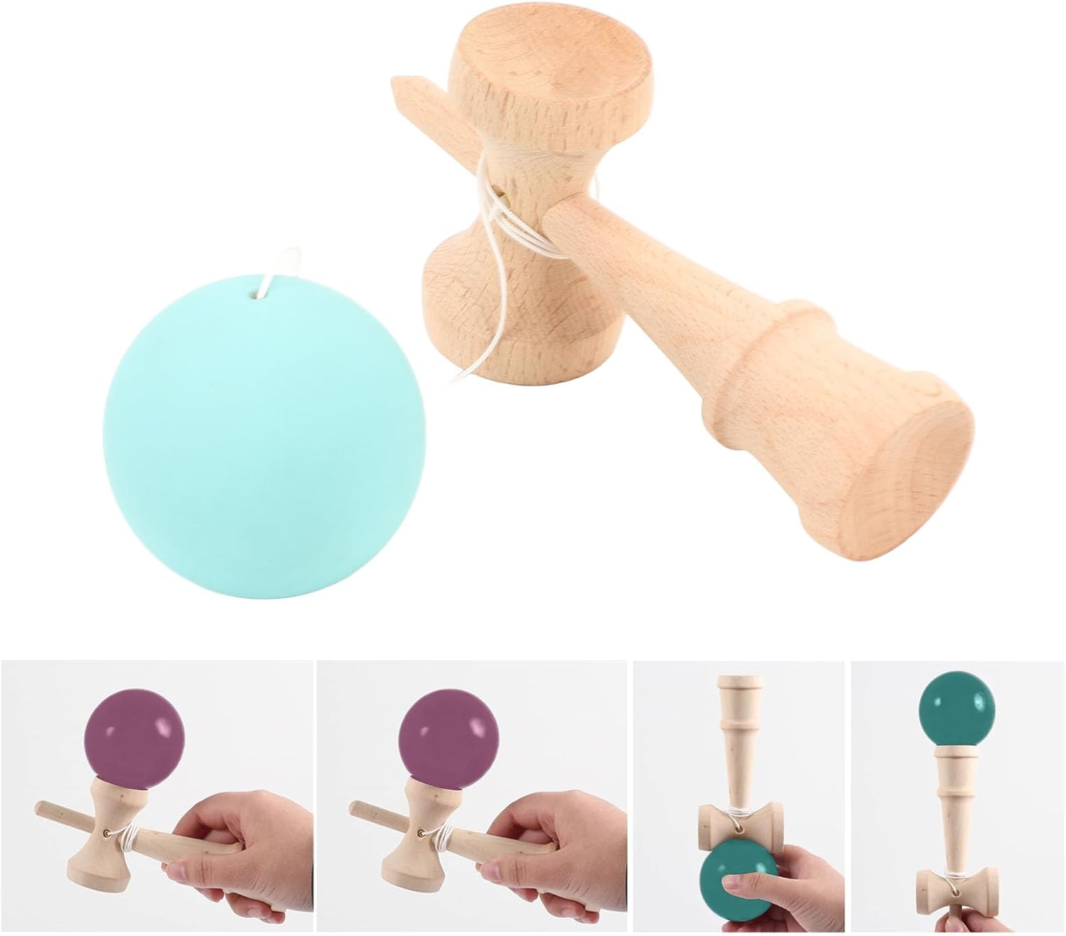Kendama, Funny Wood Portable Wooden Kendama Lightweight for Indoor - Purple image number 7