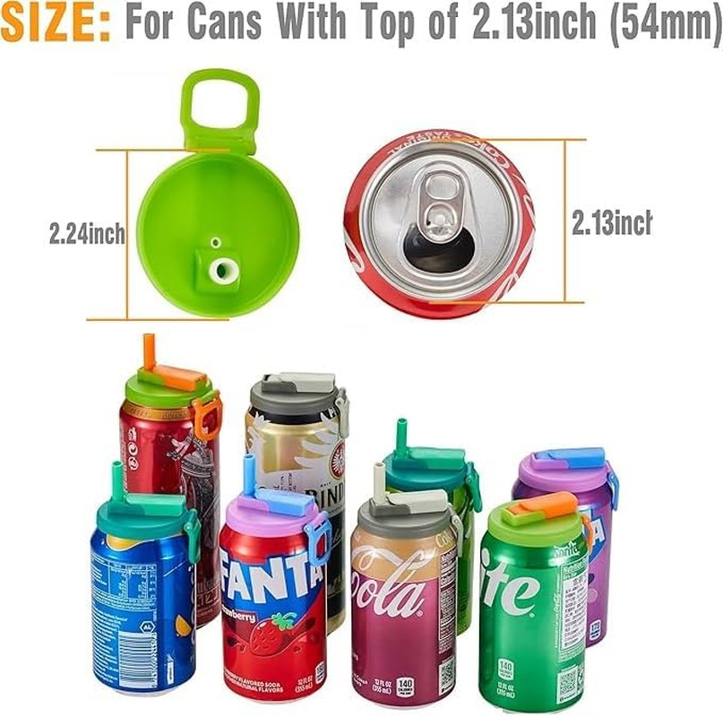 4-Pack 4 Color Soda Can Lids,Color Soda Can Lids with Straws,Reusable Pop Can Lids，Covers &ndash; Can Caps, Topper &ndash; Can Saver,Stopper &ndash; Fits Standard Soda Cans
