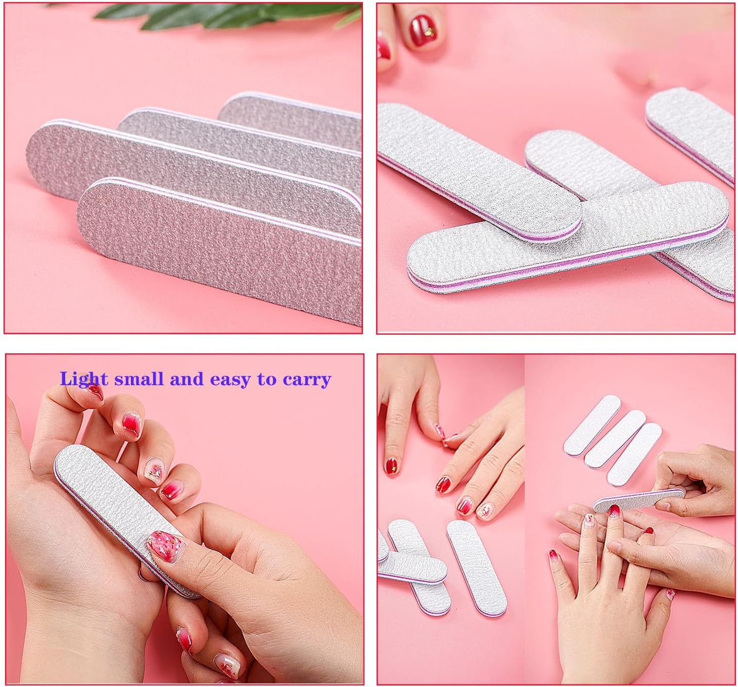 50 Packs 100/180 Grits Mini Nail Files and Buffers Double Sided Emery Boards Manicure Tool for Acrylic Nails, Nail Care image number 3