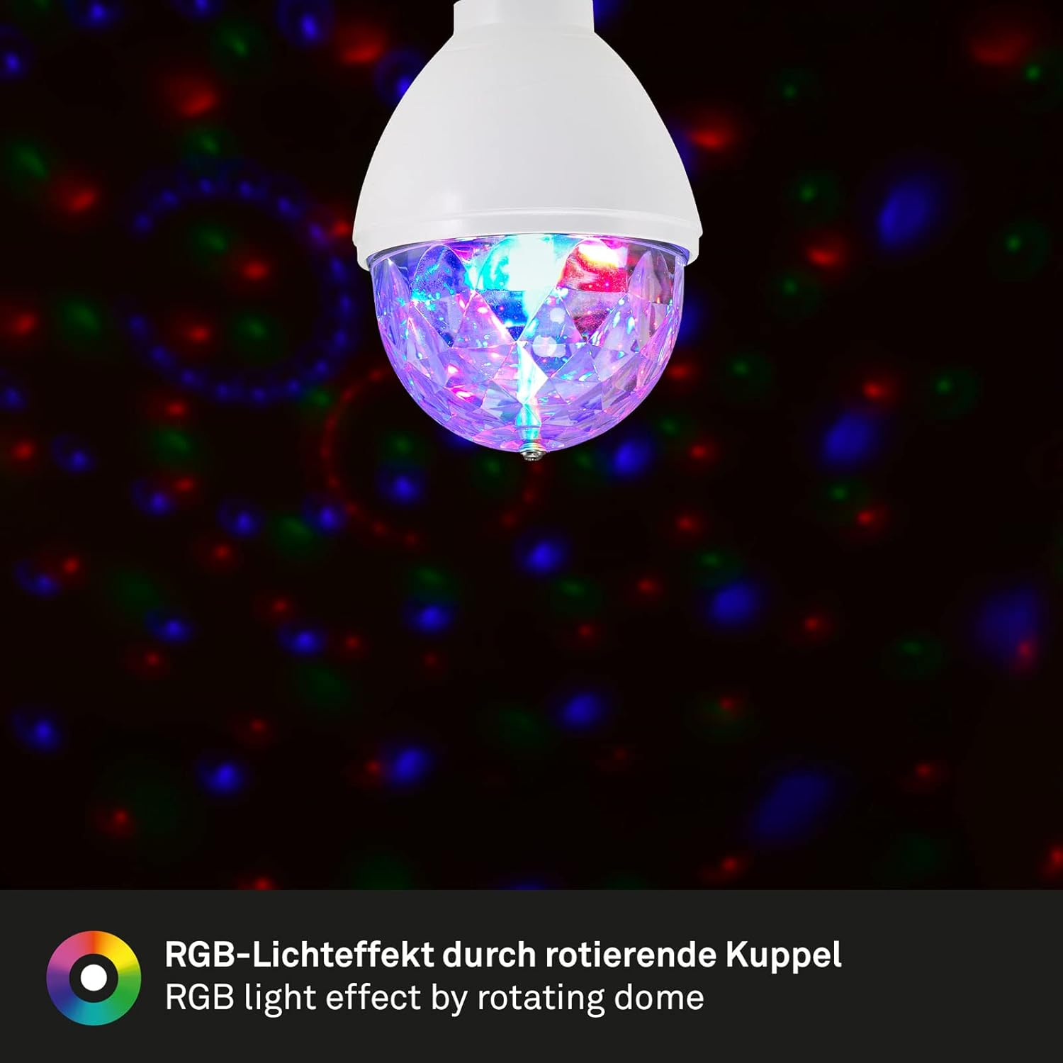 Briloner Leuchten 0528-003 LED Party Light Disco Lighting Effects Self-Rotating Colour Changing Light Bulb 3 W for All Lamps with E27 Socket Plastic 8 X 8 X 13 Cm image number 3