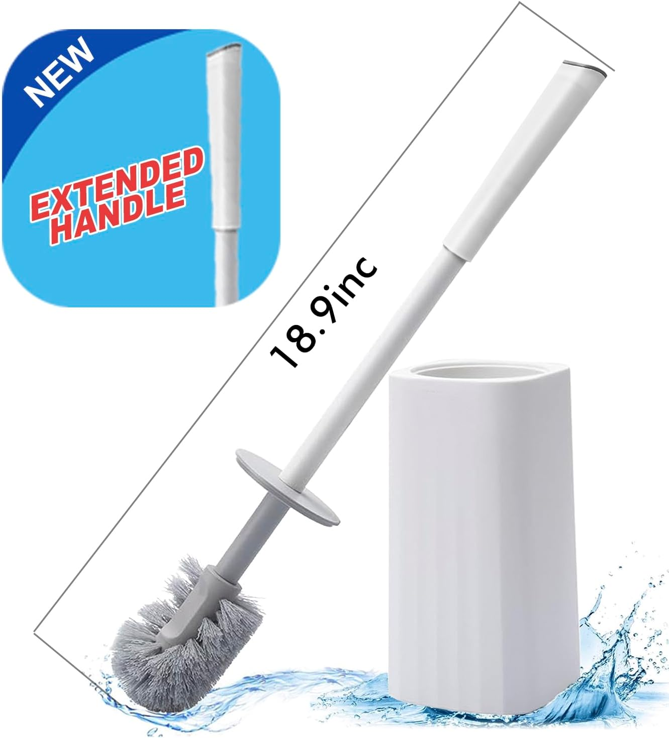 Wiseuwise Premium Toilet Brush and Holder 2 Set - 48 Cm Long Handle Wall Mounted, Drip Proof Design, Thick Bristles for Deep Cleaning, Grey (2 Toilet Brush Set Gray) image number 1