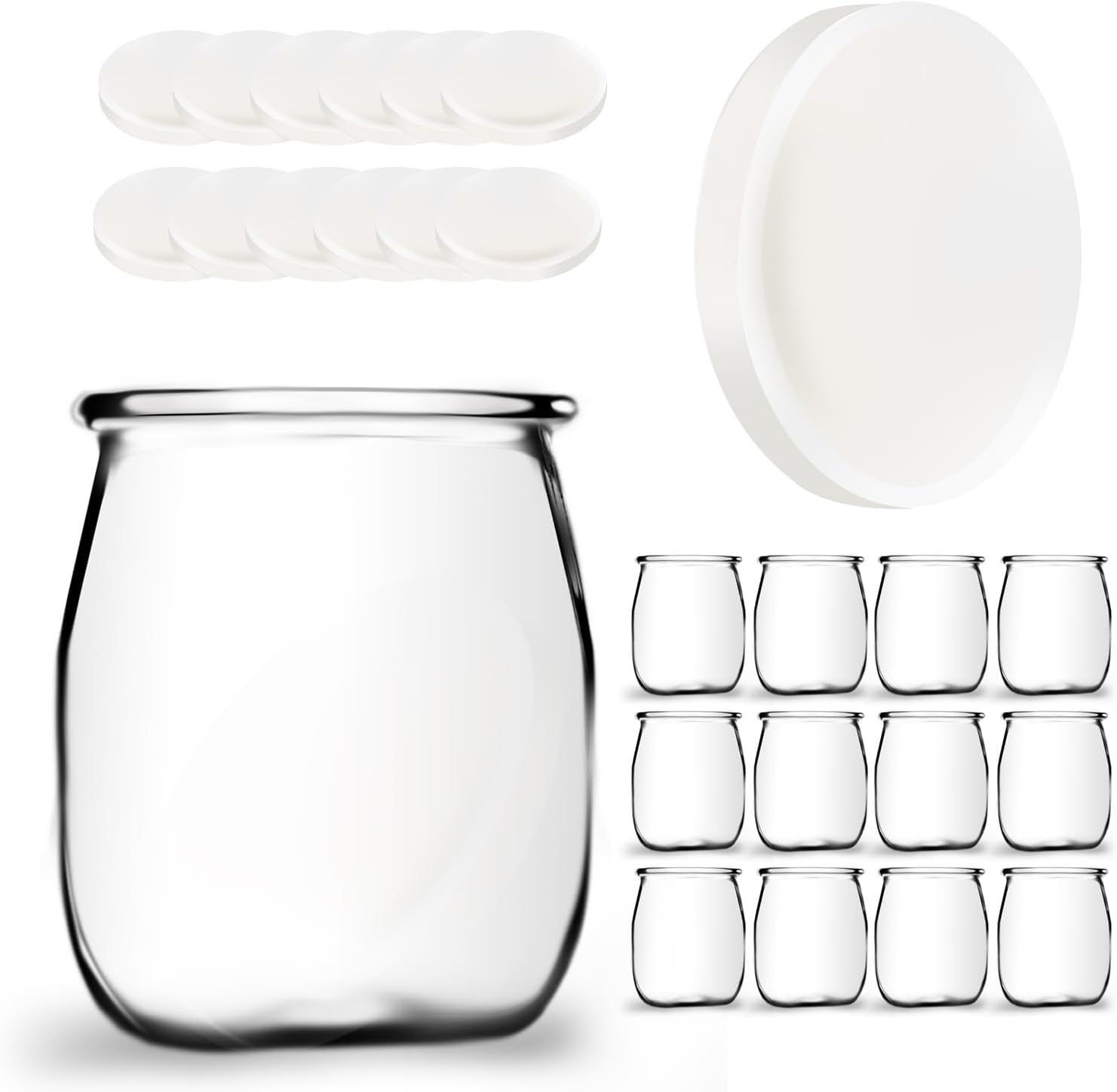 HEEKSE Set of 12 Yoghurt Jars with 24 Lids, Made in France image number 3