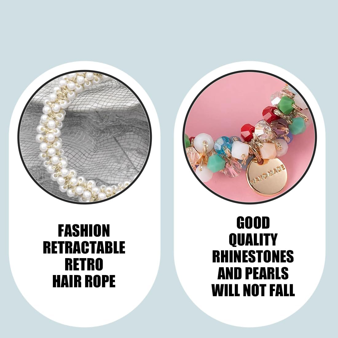 EYVRPAU Pack of 3 Hair Bobbles with Pearls Elastic Stretchy Hair Accessories for Women and Girls image number 3